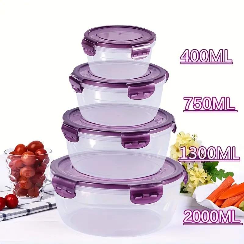 Food Storage Order - 4 حاويات بلاستيكية لتخزين الطعام، صناديق