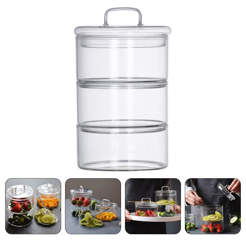 Food Storage Containers Glass - طقم وعاء تخزين زجاجي شفاف للسلطة،