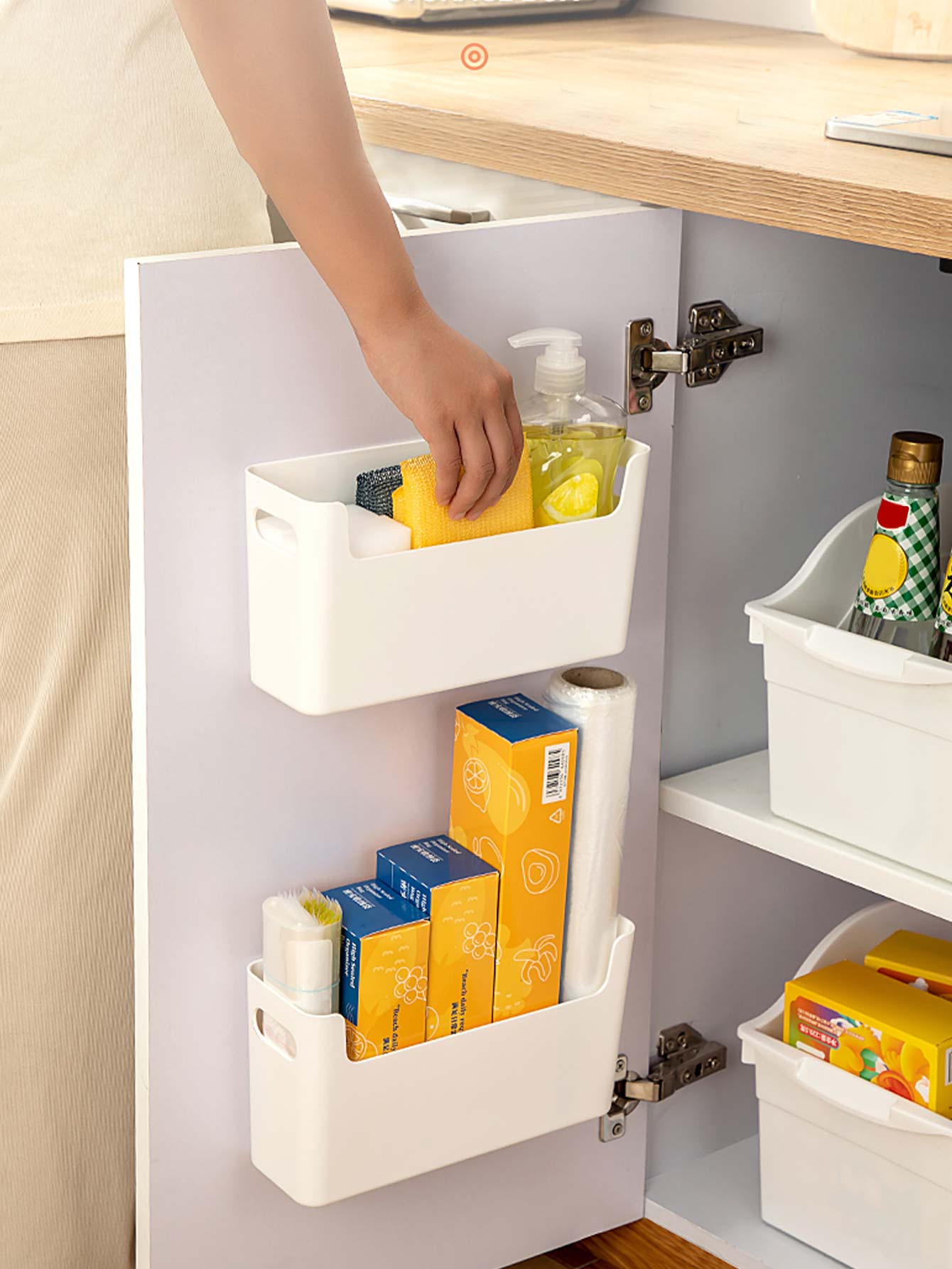 Food Storage Cabinet For Kitchen - منظم أبواب الخزائن بدون ثقب، صندوق