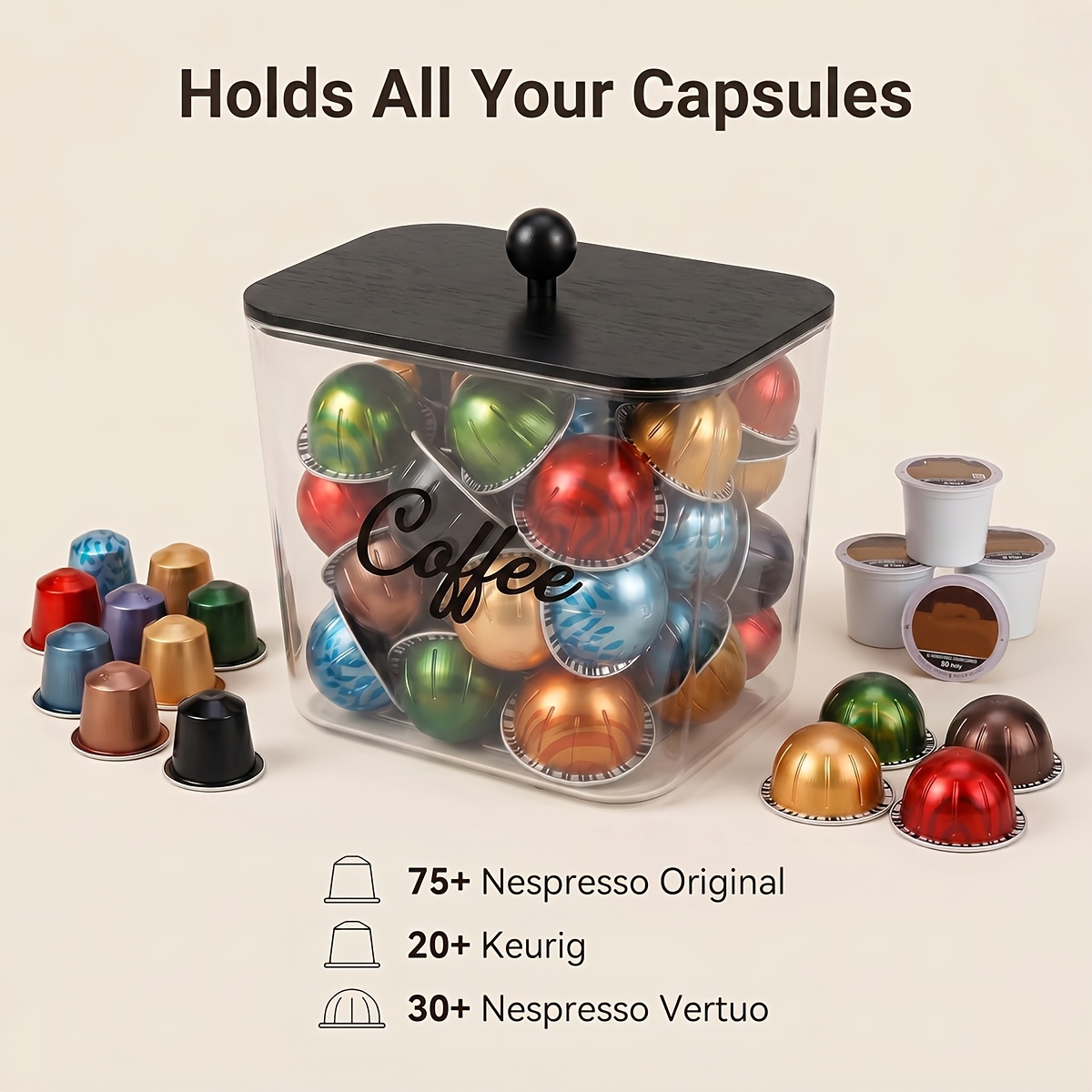 حامل كبسولات القهوة مع أغطية،  - مراجعة Food Storage Cabinet For Kitchen وسعره