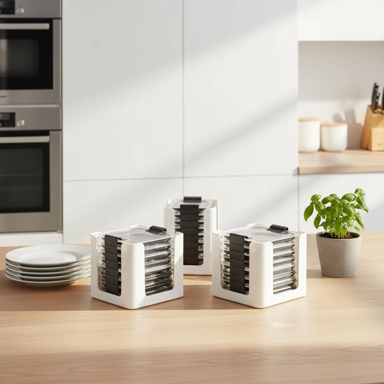 رف تخزين للأغطية مكون من 3 قطع - مراجعة Food Storage Square Containers وسعره